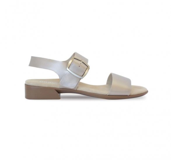 Munro Sandals | WOMEN'S CLEO-Taupe Metallic Leather - Click Image to Close