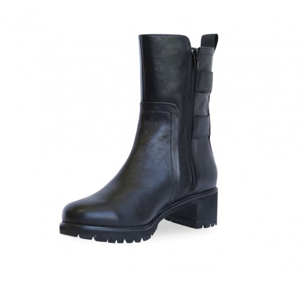 Munro Boots | WOMEN'S MOTO-Black Milled Calf - Click Image to Close