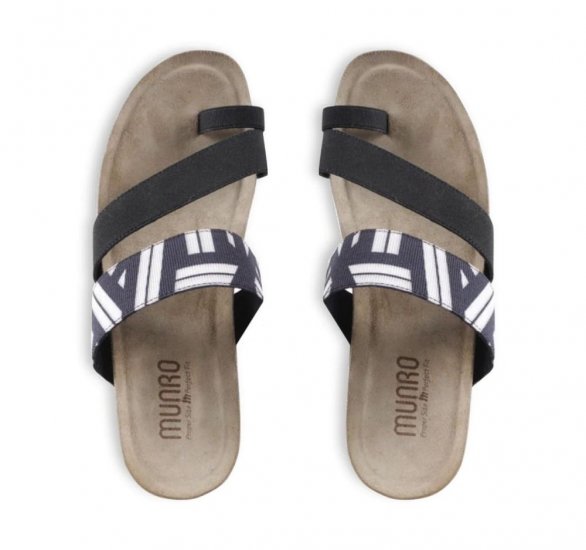 Munro Sandals | WOMEN'S ARIES-Black/White - Click Image to Close