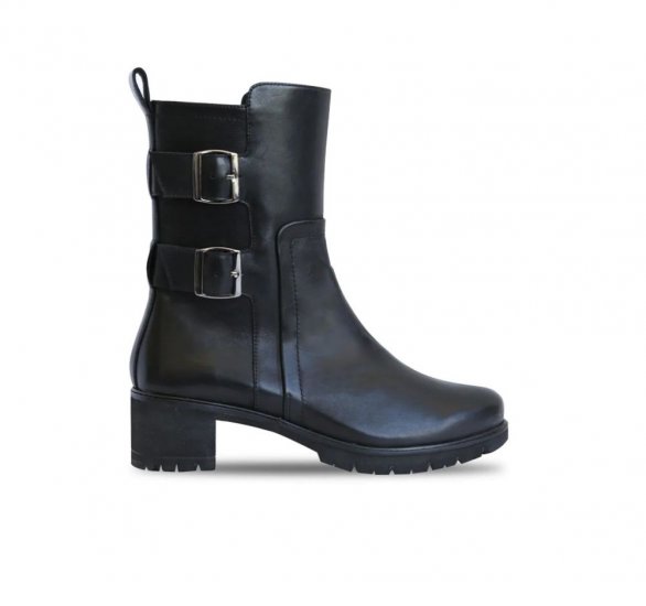 Munro Boots | WOMEN'S MOTO-Black Milled Calf - Click Image to Close