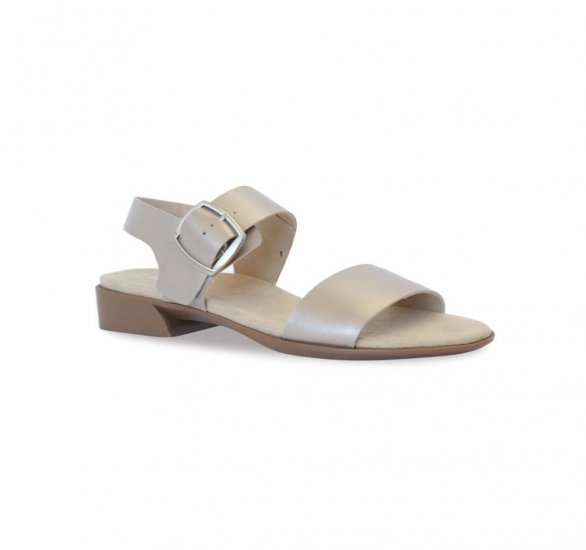 Munro Sandals | WOMEN'S CLEO-Taupe Metallic Leather - Click Image to Close