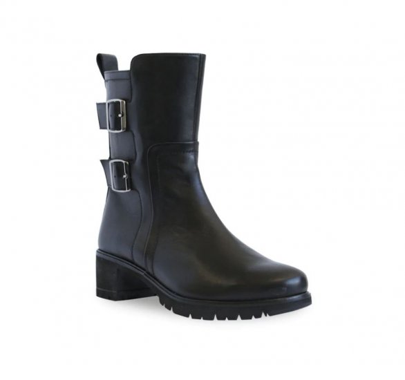 Munro Boots | WOMEN'S MOTO-Black Milled Calf - Click Image to Close