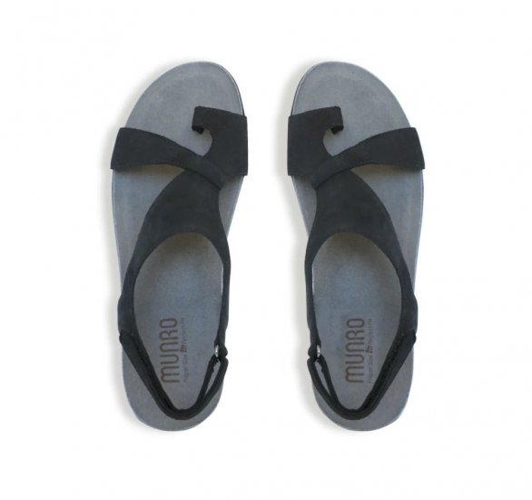 Munro Sandals | WOMEN'S MEGHAN-Black Nubuck - Click Image to Close